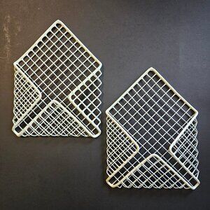 2x 80's coated metal wire wall accents storage organizer envelope pocket hanger